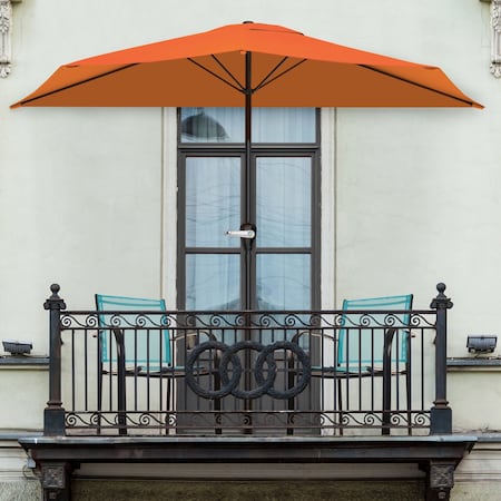Pure Garden 9ft Half Umbrella, Terracotta 50-LG1054